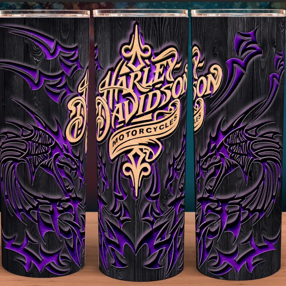 Harley Davidson Purple Dragon Biker Cup Mug Tumbler 20oz